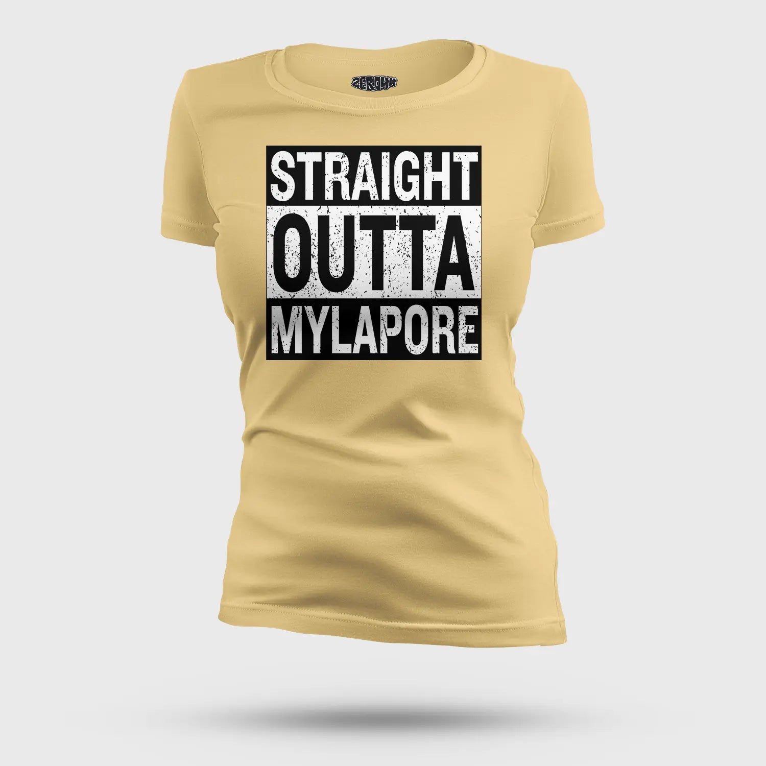Straight Outta Mylapore Women's T-Shirt in Beige Color