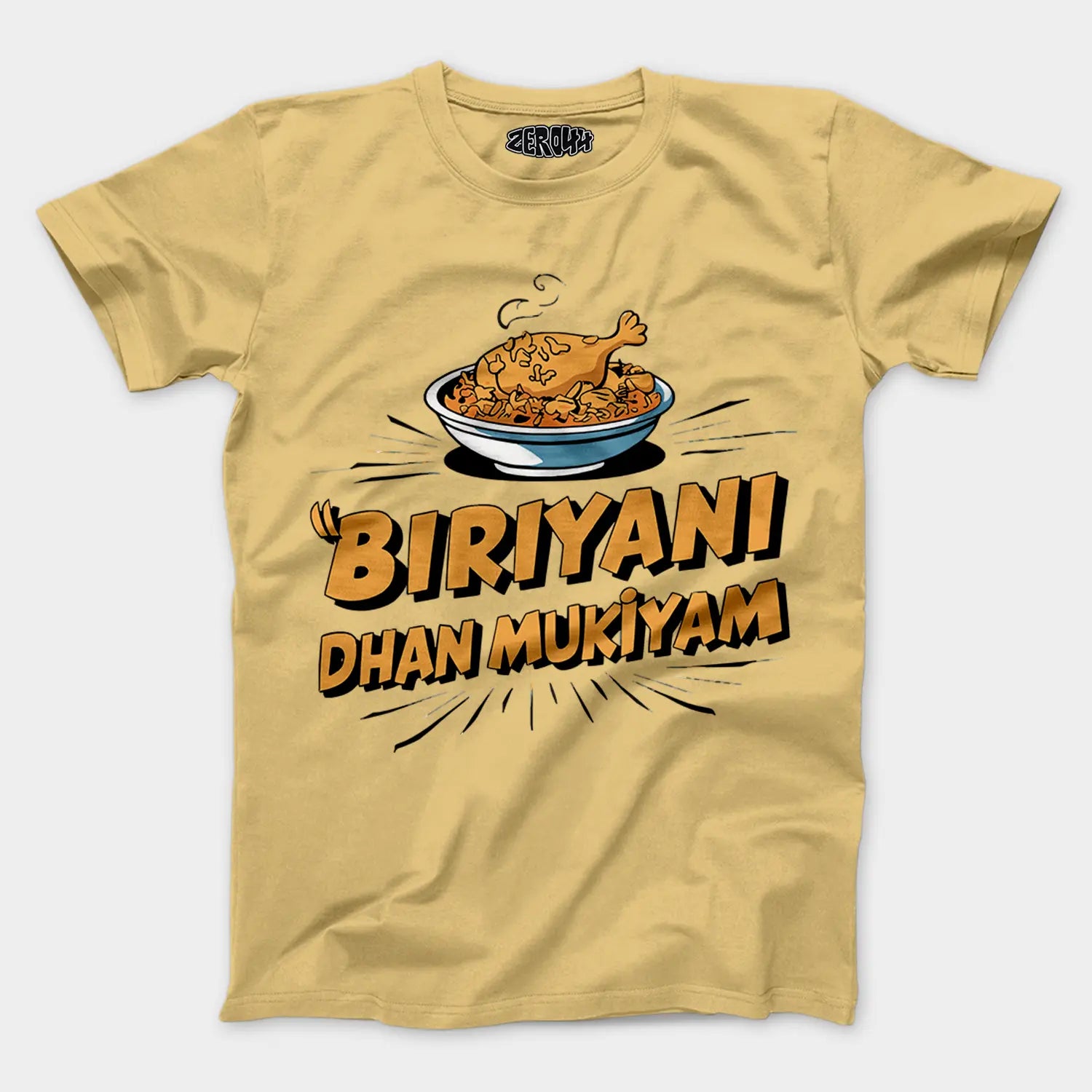 Biriyani Dhan Mukiyam Men/Unisex T-Shirt in Beige Color