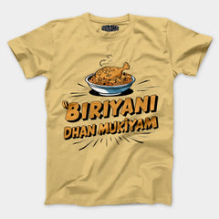 Biriyani Dhan Mukiyam Men/Unisex T-Shirt in Beige Color
