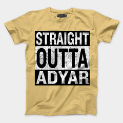 Straight Outta Adyar Men/Unisex T-Shirt in Beige Color