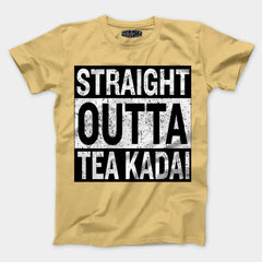 Straight Outta Tea Kadai Men/Unisex T-Shirt in Beige Color