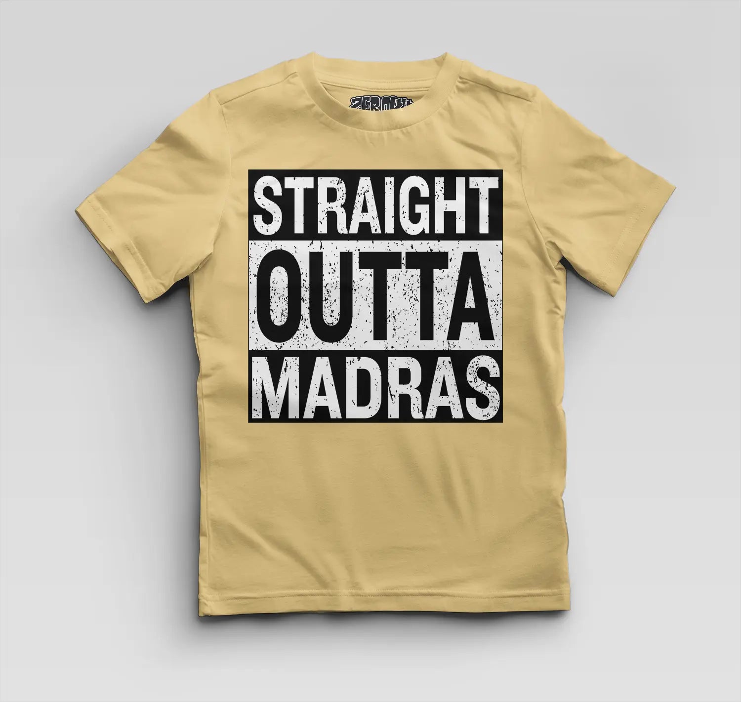 Straight Outta Madras Boys Round Neck T-Shirt in Beige Color