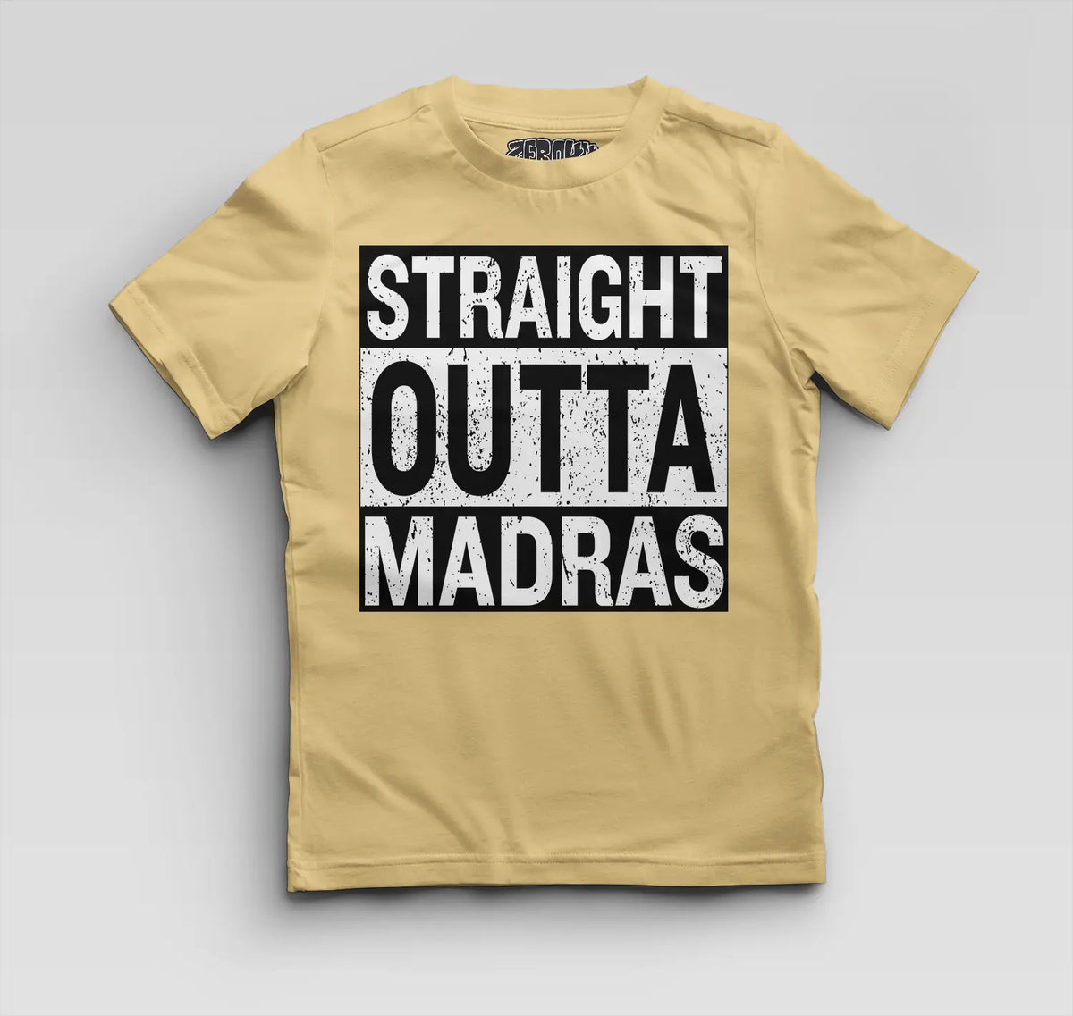 Straight Outta Madras Boys Round Neck T-Shirt in Beige Color