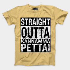 Straight Outta Kannamma Pettai Men/Unisex T-Shirt in Beige Color