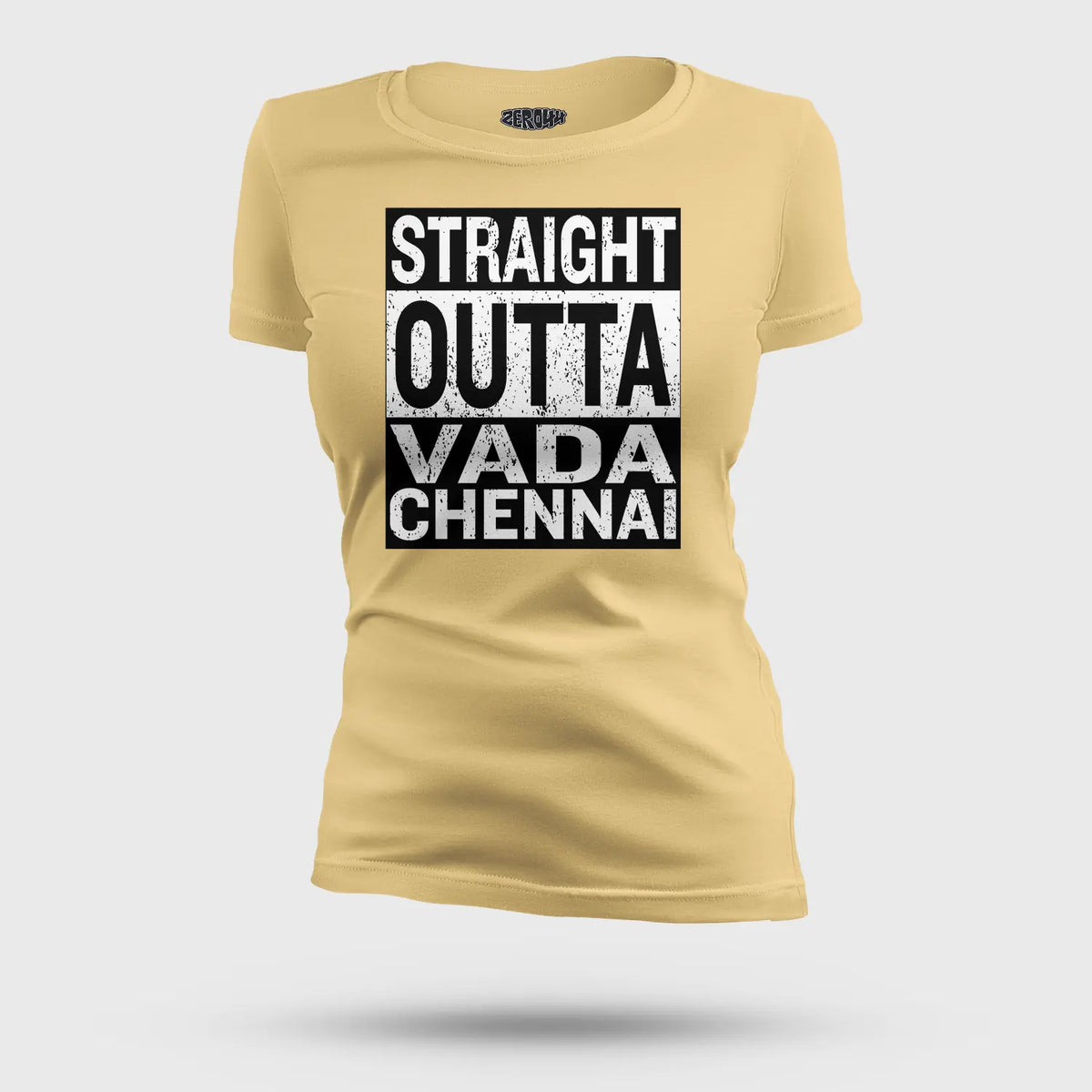 Straight Outta Vada Chennai Women's T-Shirt in Beige Color