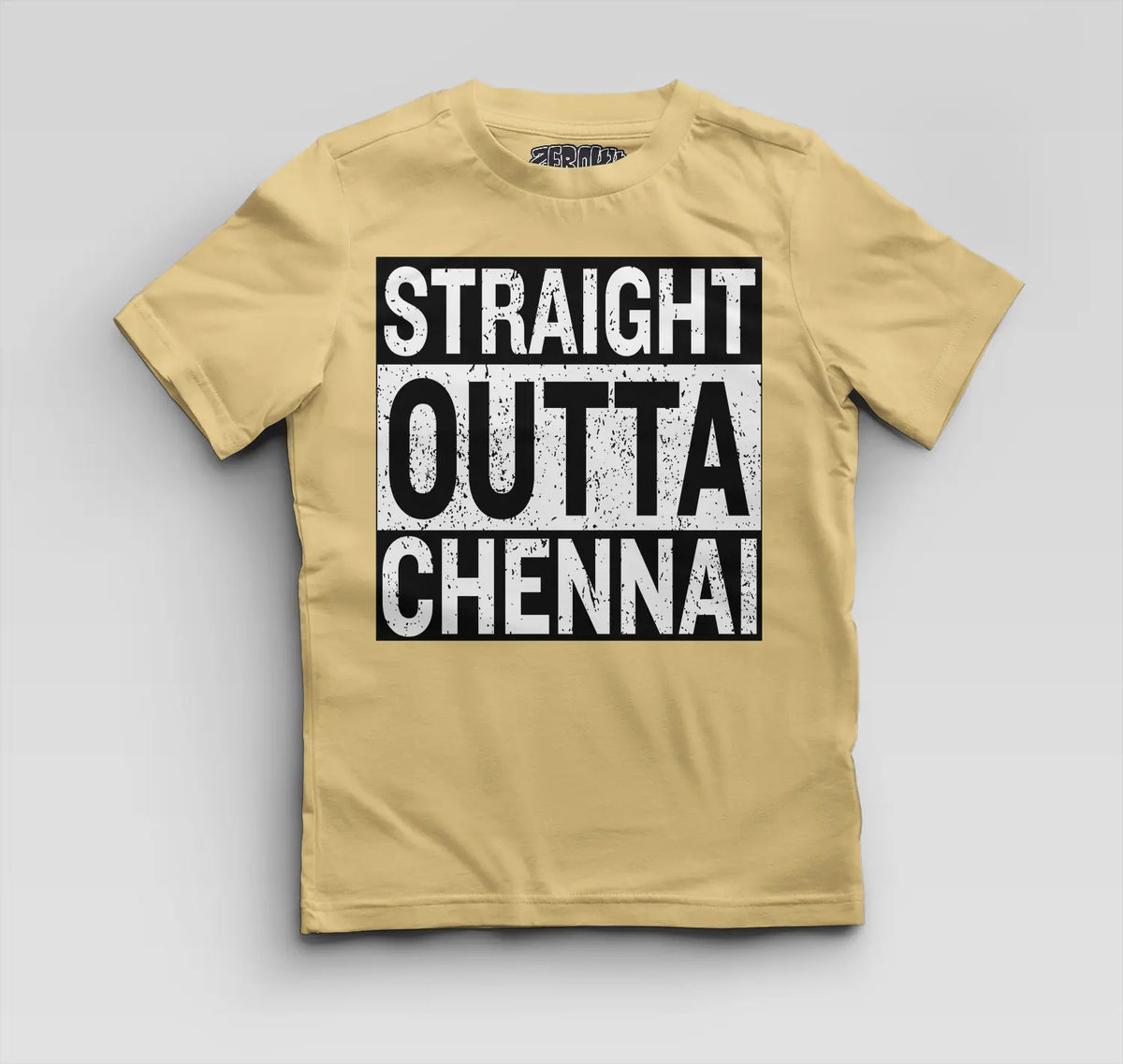 Straight Outta Chennai Boys Round Neck T-Shirt in Beige Color