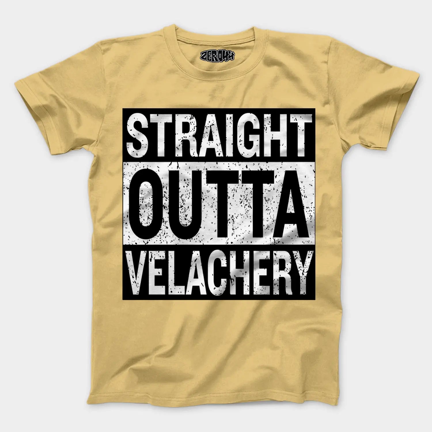 Straight Outta Velachery Men/Unisex T-Shirt in Beige Color