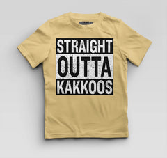 Straight Outta Kakkoos Boys Round Neck T-Shirt in Beige Color