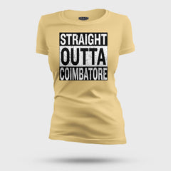 Straight Outta Coimbatore Women's T-Shirt in Beige Color