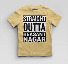 Straight Outta Beasant Nagar Boys Round Neck T-Shirt in Beige Color