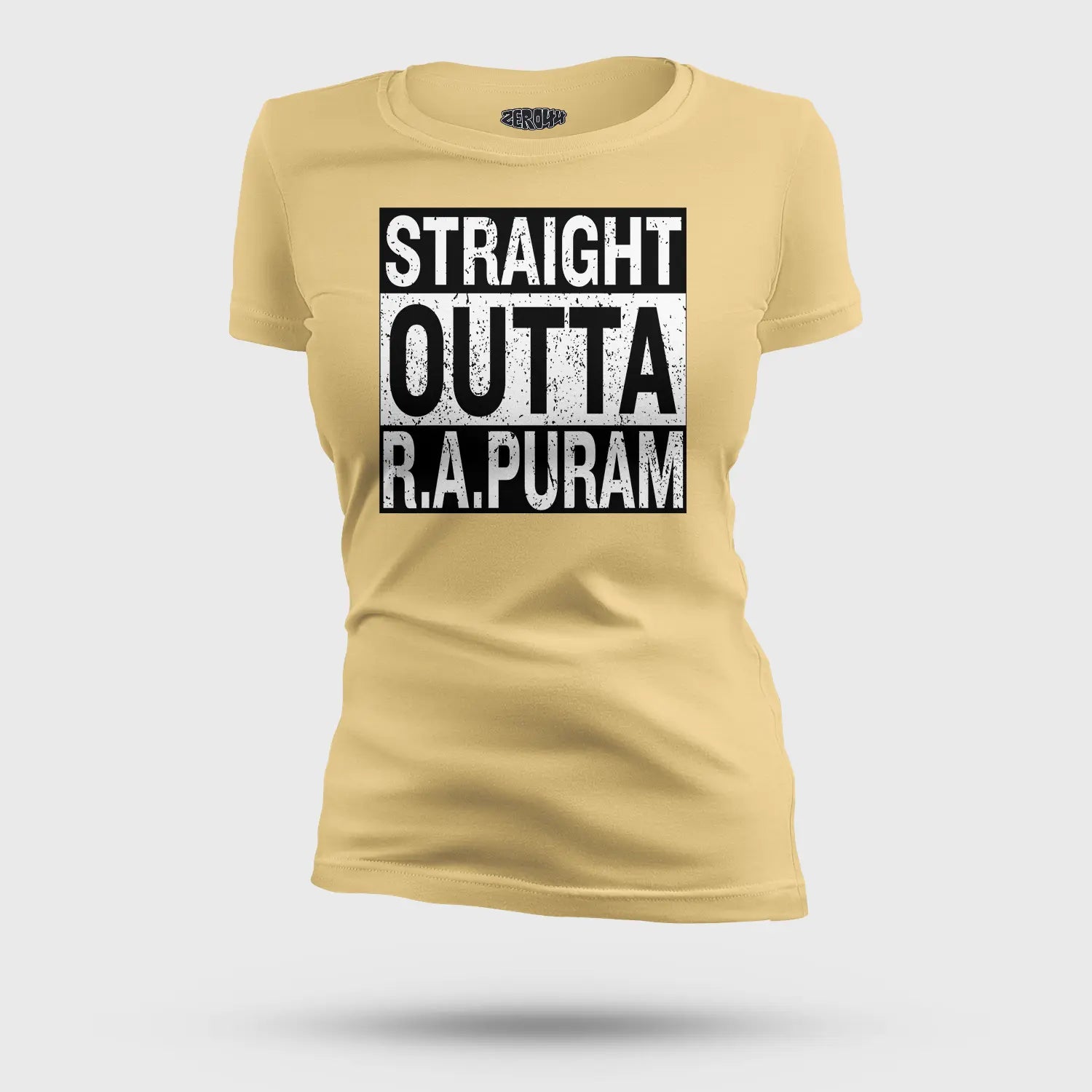 Straight Outta R.a Puram Women's T-Shirt in Beige Color