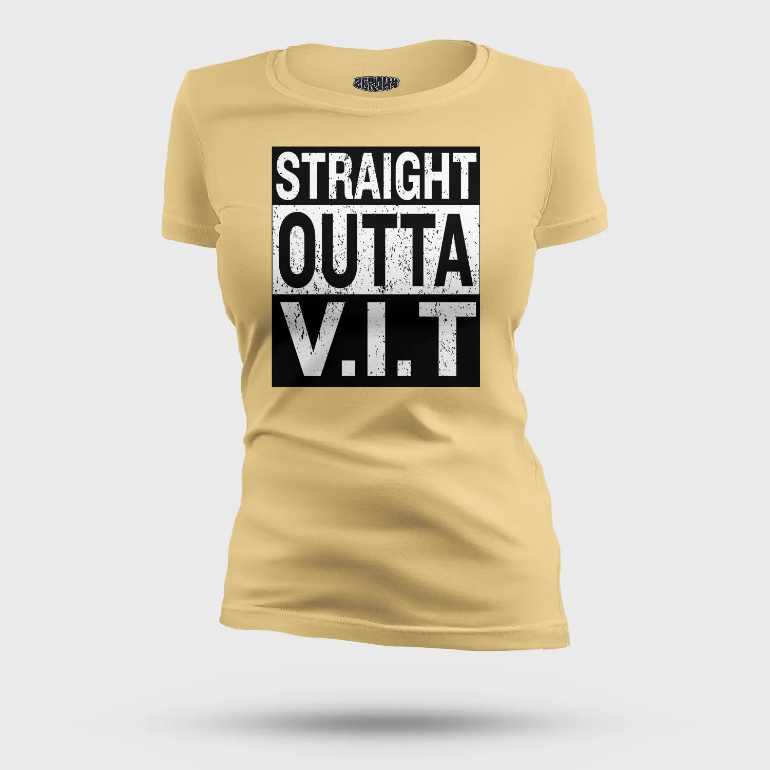 Straight Outta Vit Women's T-Shirt in Beige Color