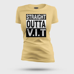 Straight Outta Vit Women's T-Shirt in Beige Color