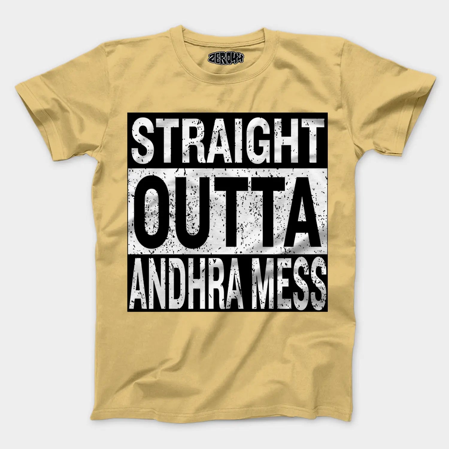 Straight Outta Andhra Mess Men/Unisex T-Shirt in Beige Color