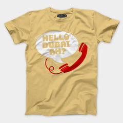 Hello Dubai Ah? Men/Unisex T-Shirt in Beige Color