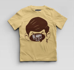 Be Happy Cool Down Cool Down Cool Down Boys Round Neck T-Shirt in Beige Color