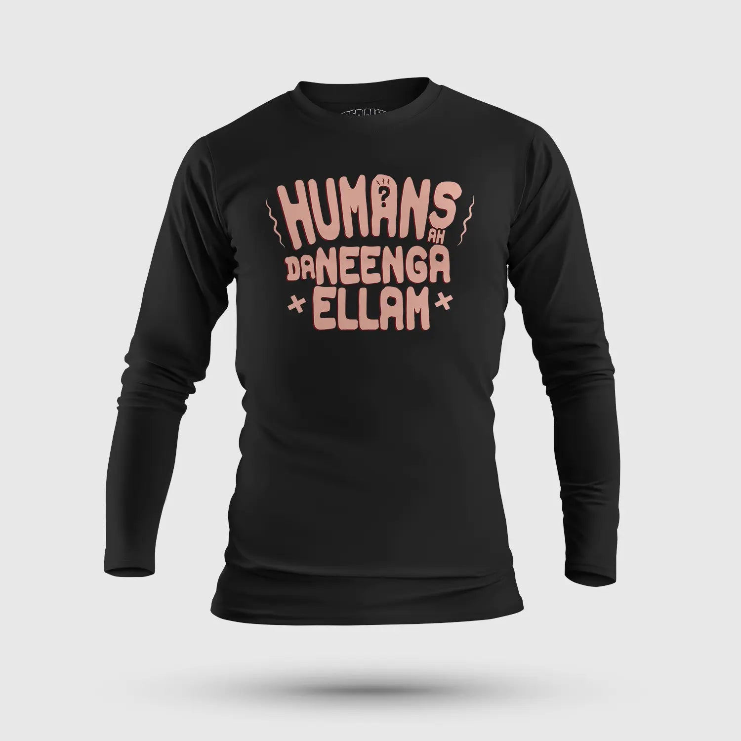 Humans Ah Da Neenga Ellam? Men/Unisex Long Sleeve T-Shirt in Black Color