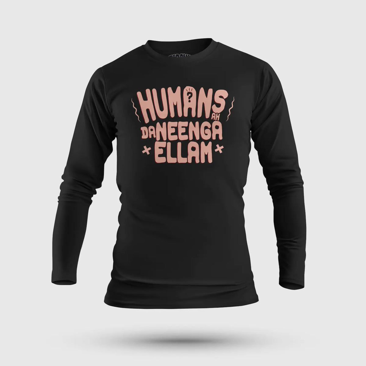 Humans Ah Da Neenga Ellam? Men/Unisex Long Sleeve T-Shirt in Black Color