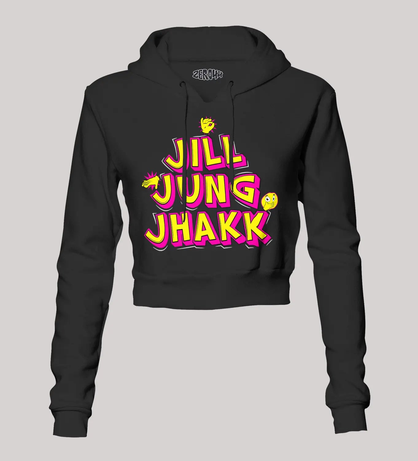 Jill Jung Jhakk Women's Crop Hoodies in Black Color