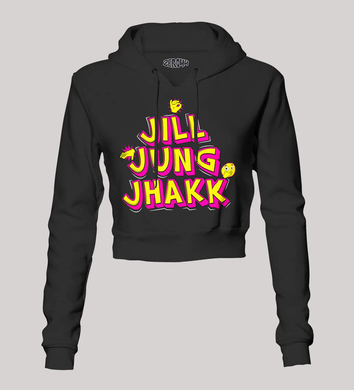 Jill Jung Jhakk Women's Crop Hoodies in Black Color