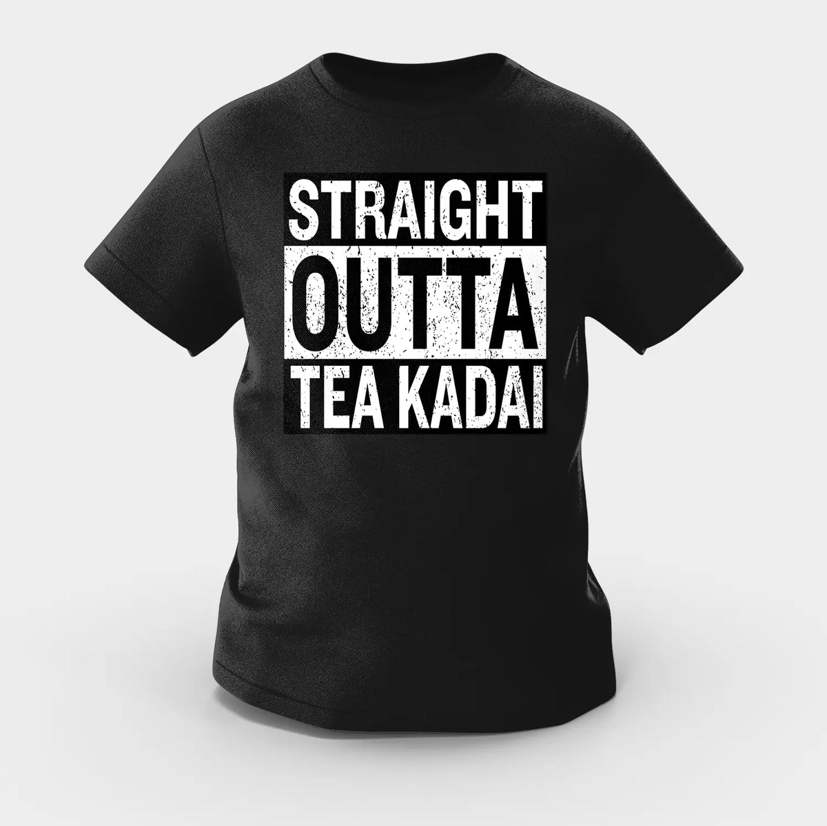 Straight Outta Tea Kadai Girls Round Neck T-Shirt in Black Color