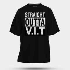 Straight Outta Vit Men/Unisex Oversized T-Shirt in Black Color