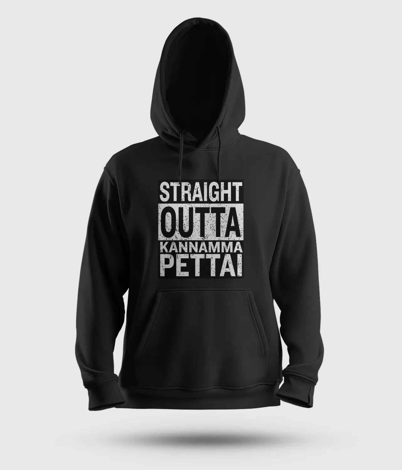 Straight Outta Kannamma Pettai Men/Unisex Hoodie in Black Color
