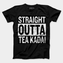 Straight Outta Tea Kadai Men/Unisex T-Shirt in Black Color
