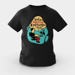 Vela Soliye Kolrangaiya Girls Round Neck T-Shirt in Black Color