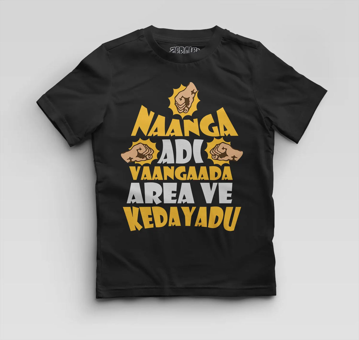 Naanga Adi Vaangada Area Ve Kedayadu Boys Round Neck T-Shirt in Black Color