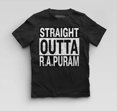 Straight Outta R.a Puram Boys Round Neck T-Shirt in Black Color
