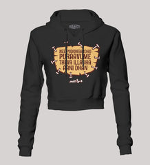 Nee Pudungurathu Puraavume Theva Illadha Aani Dhan Women's Crop Hoodies in Black Color