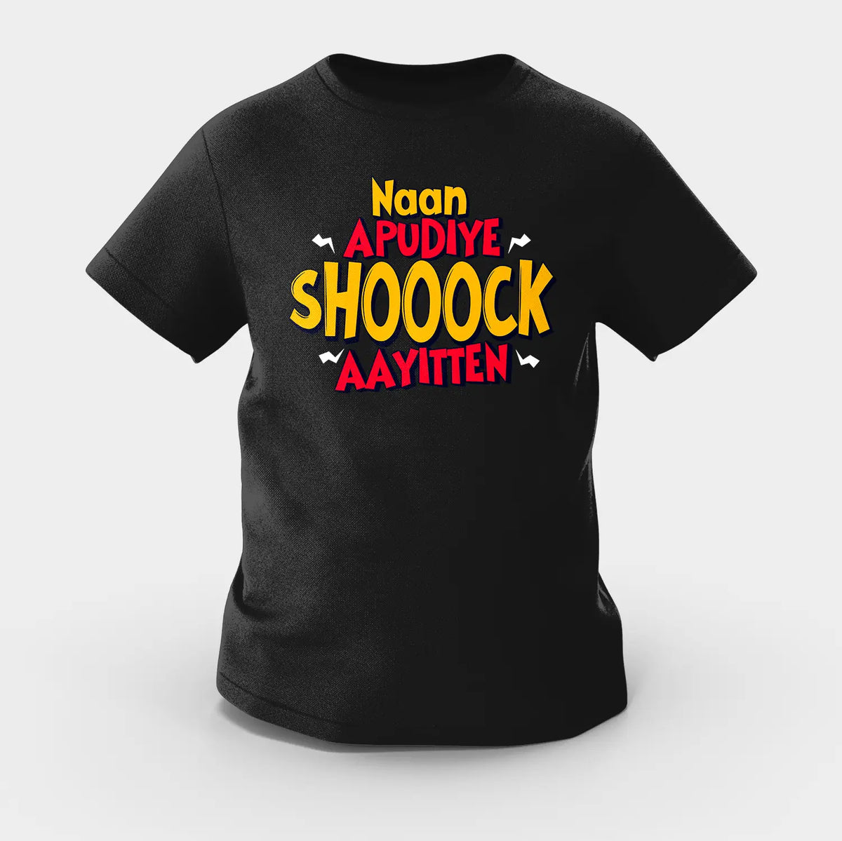 Naan Apudiye Shoooock Aayitten Girls Round Neck T-Shirt in Black Color