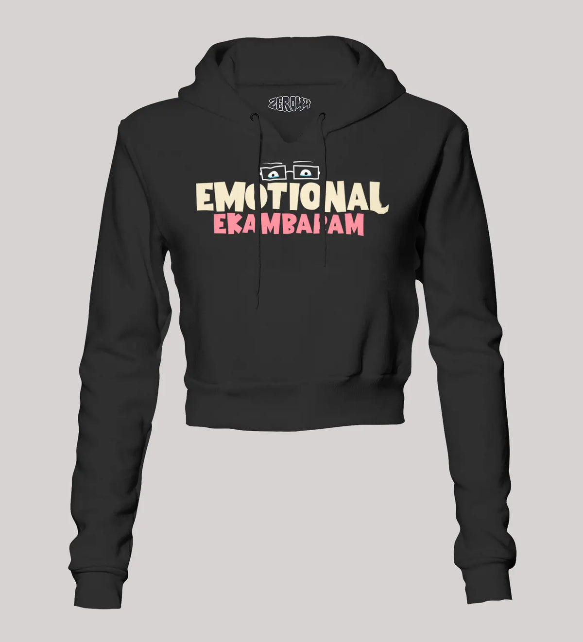 Emotional Ekambaram Women's Crop Hoodies in Black Color