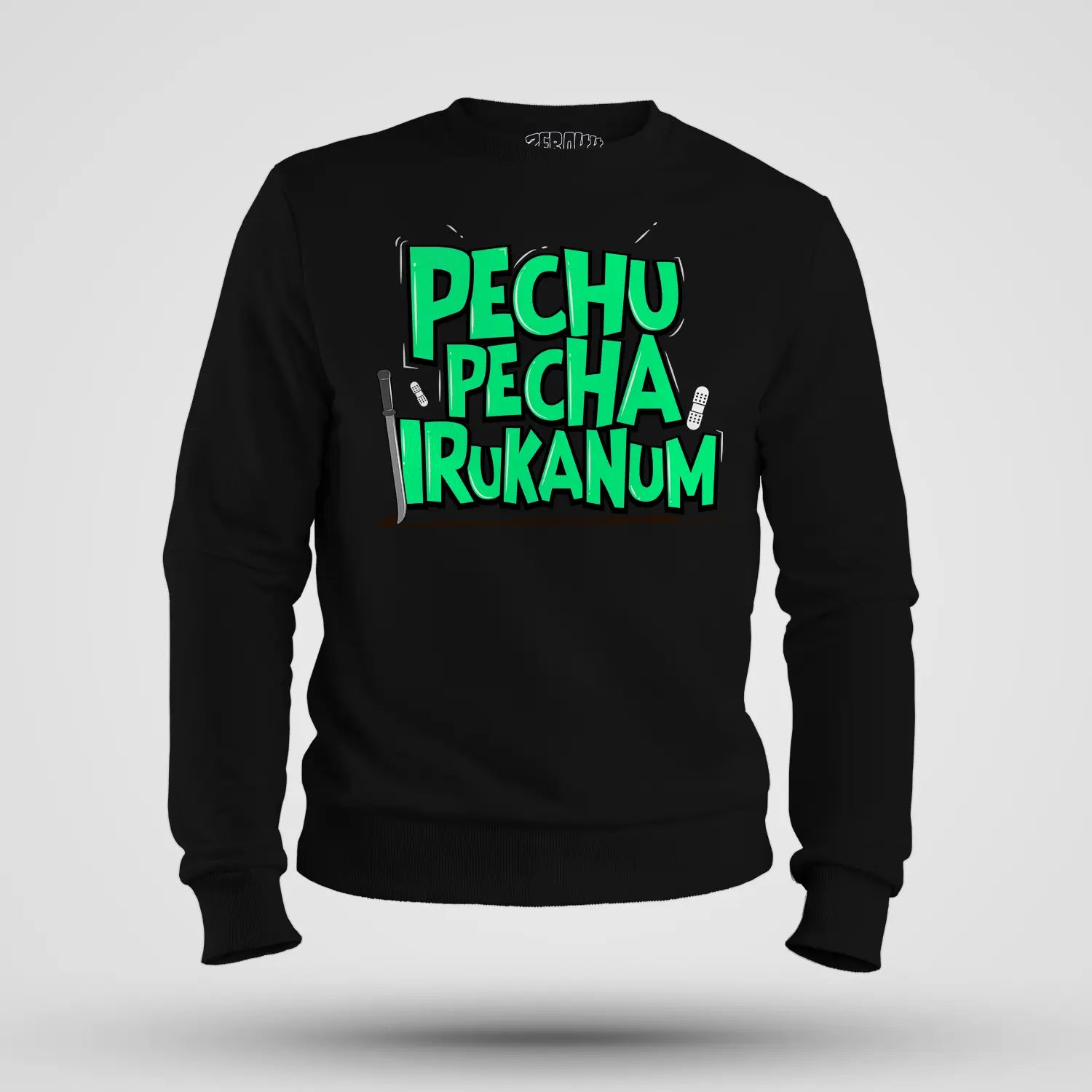 Pechu Pecha Irrukanum Men/Unisex Sweatshirt in Black Color