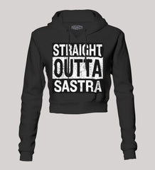 Straight Outta Sastra Women's Crop Hoodies in Black Color