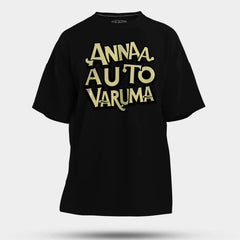 Anna Auto Varuma Men/Unisex Oversized T-Shirt in Black Color