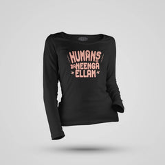 Humans Ah Da Neenga Ellam? Women's Long Sleeve T-Shirt in Black Color