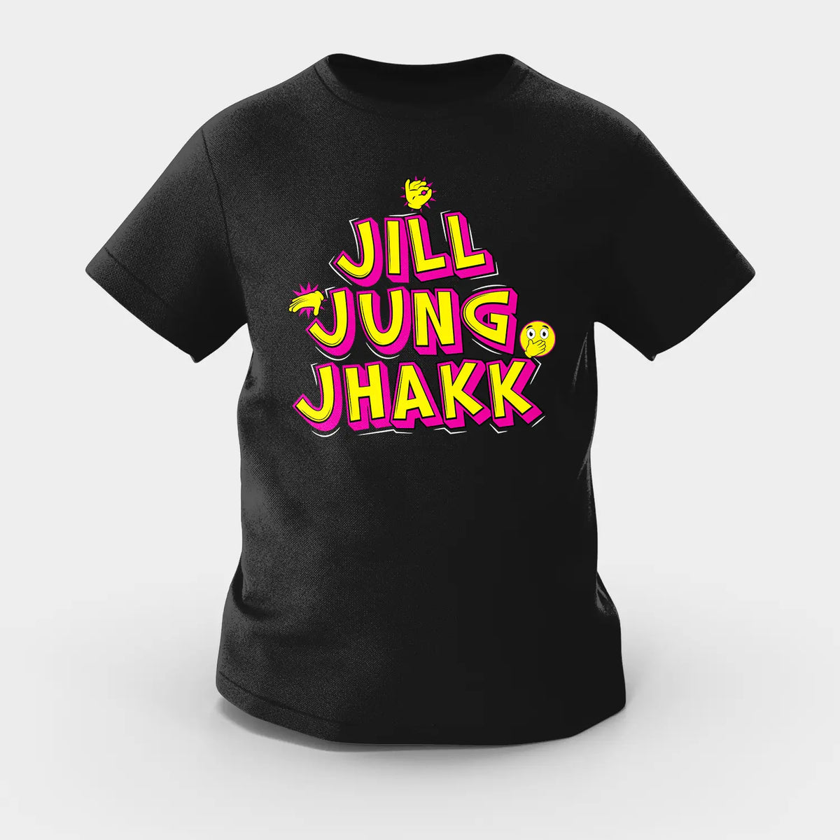 Jill Jung Jhakk Girls Round Neck T-Shirt in Black Color