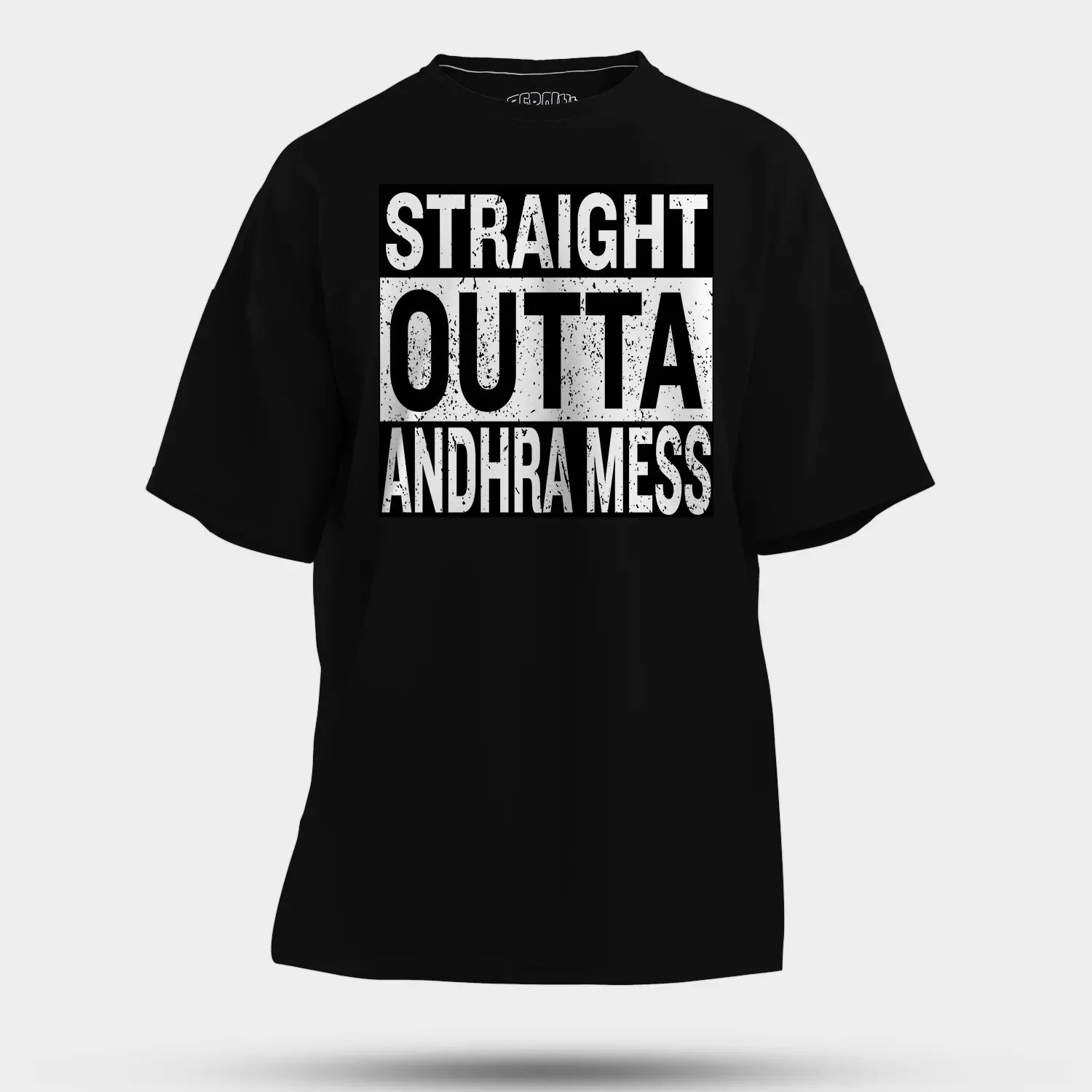 Straight Outta Andhra Mess Men/Unisex Oversized T-Shirt in Black Color