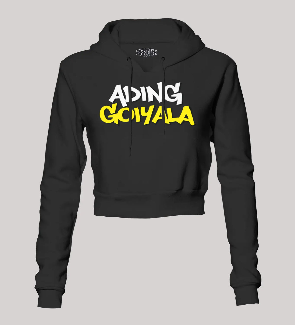 Ading Goiyala Women's Crop Hoodies in Black Color