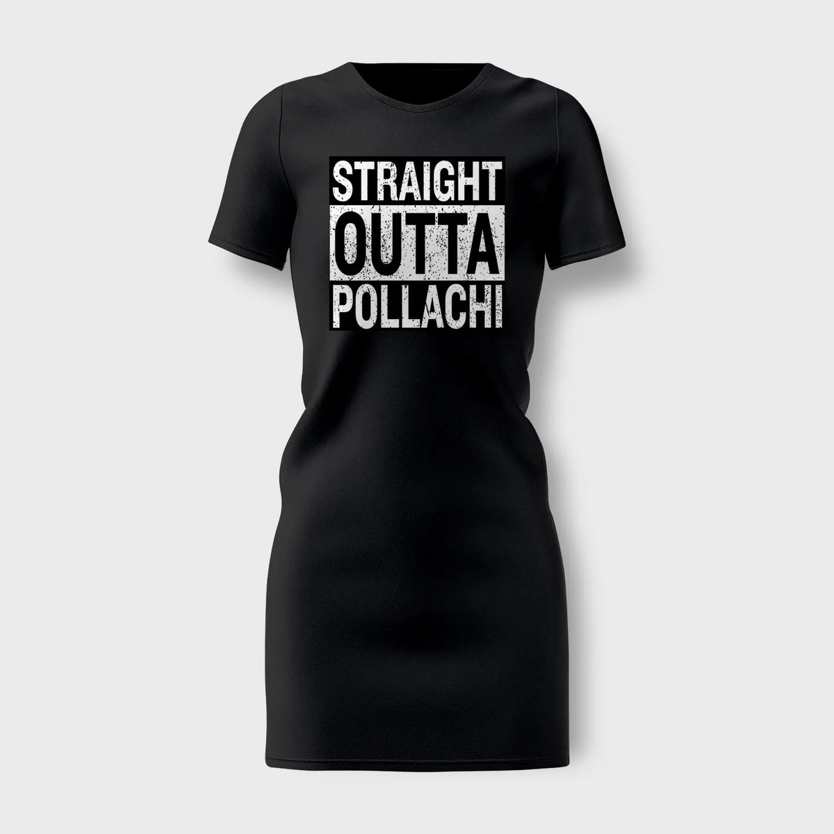 Straight Outta Pollachi Women's T-Shirt Dress in Black Color