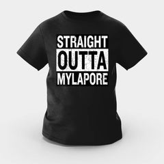 Straight Outta Mylapore Girls Round Neck T-Shirt in Black Color