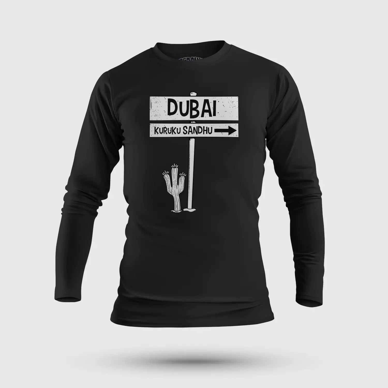 Dubai Kuruku Sandhu Men/Unisex Long Sleeve T-Shirt in Black Color
