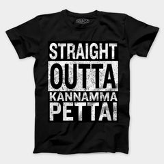 Straight Outta Kannamma Pettai Men/Unisex T-Shirt in Black Color