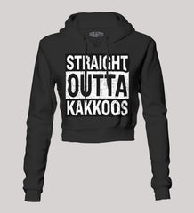 Straight Outta Kakkoos Women's Crop Hoodies in Black Color