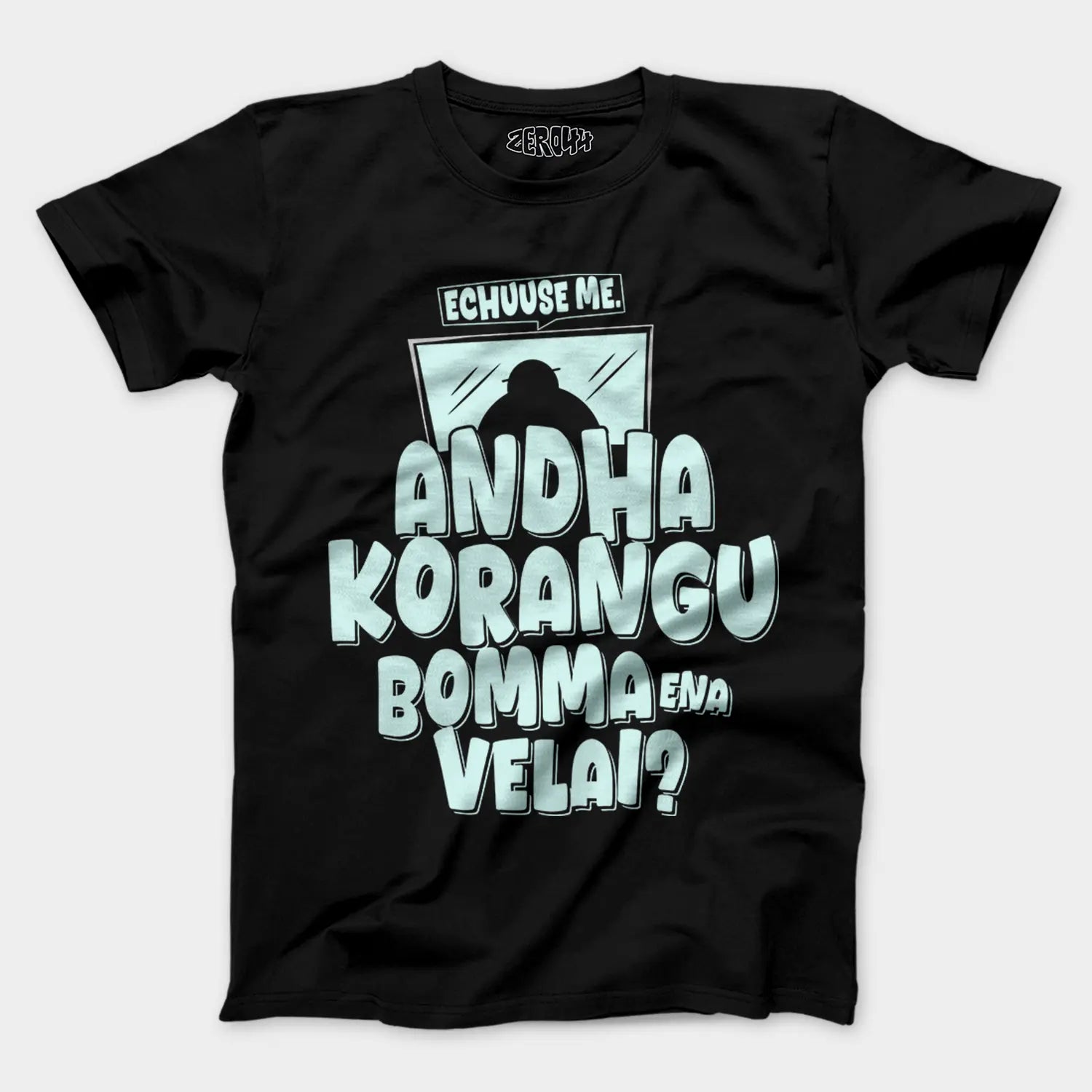 Echuuse Me Andha Korangu Bomma Ena Velai Men/Unisex T-Shirt in Black Color