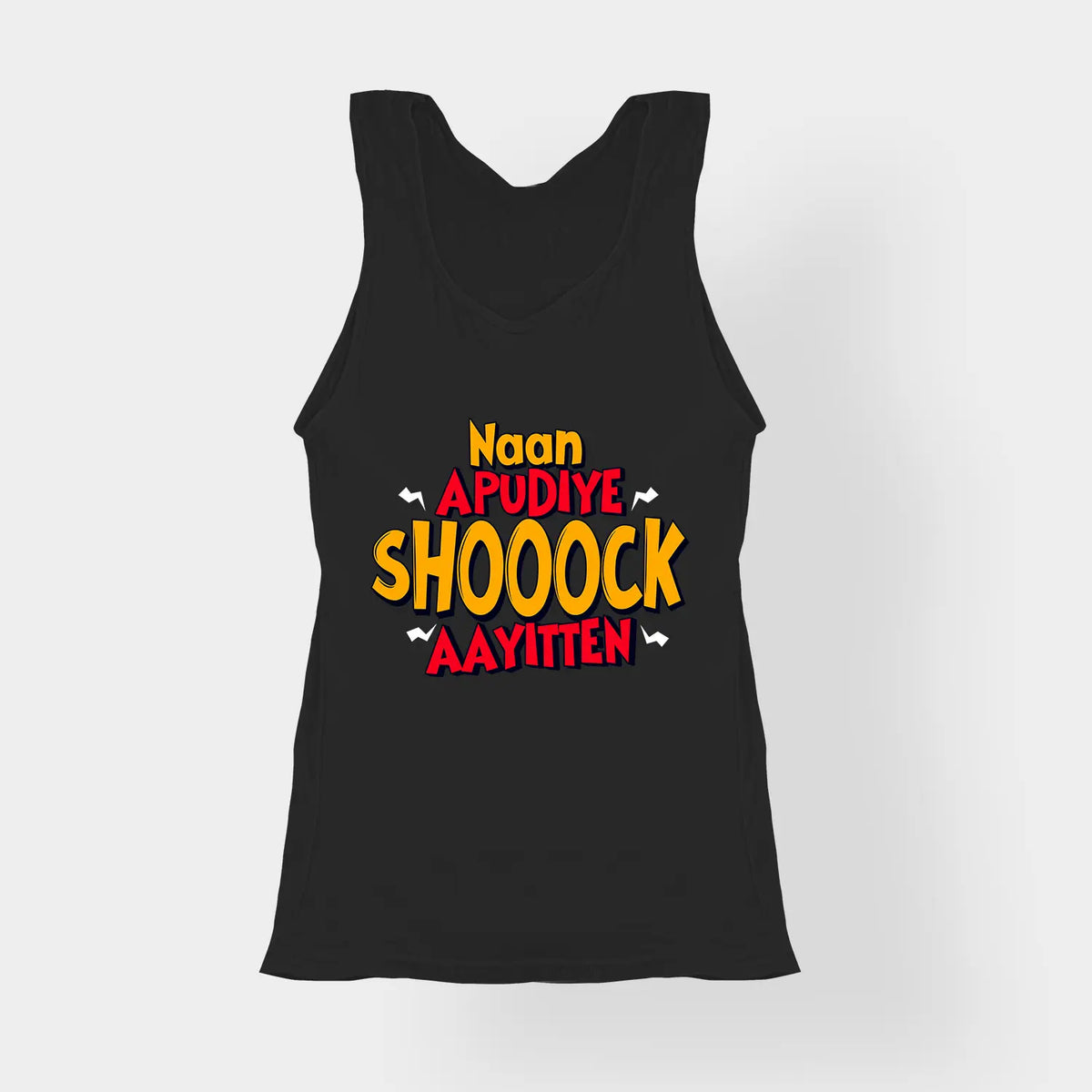 Naan Apudiye Shoooock Aayitten Women's Tank Top in Black Color