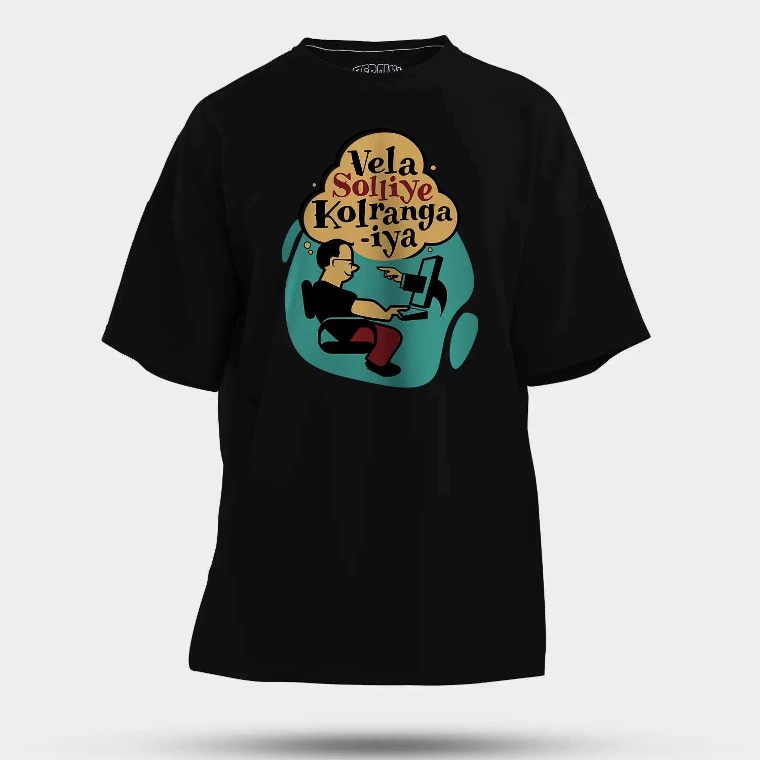 Vela Soliye Kolrangaiya Men/Unisex Oversized T-Shirt in Black Color