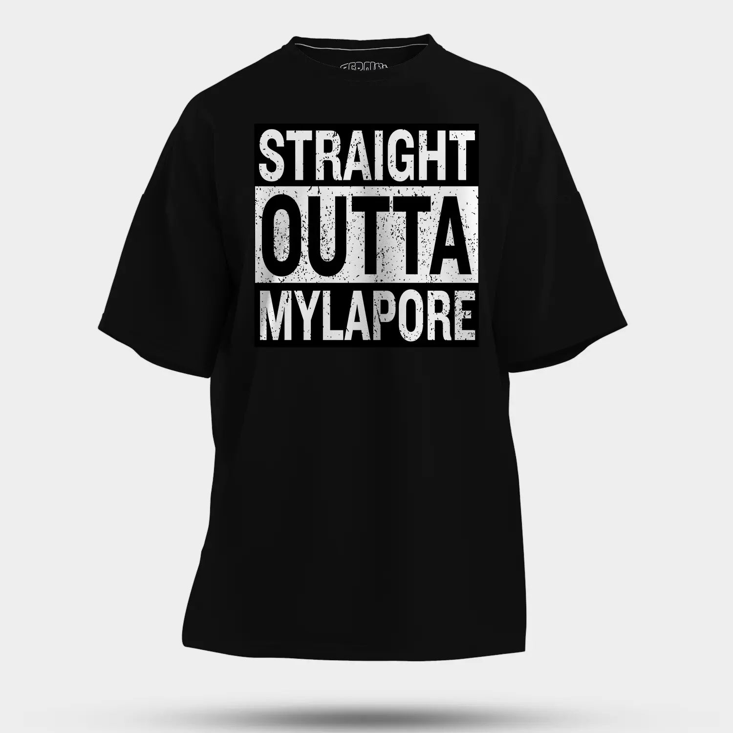 Straight Outta Mylapore Men/Unisex Oversized T-Shirt in Black Color